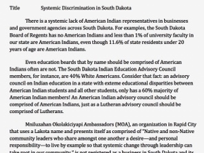 Systemic Discrimination in South Dakota